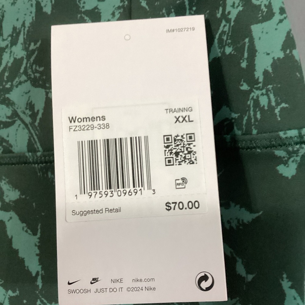 Nike One Womens XXL High Rise 7/8 Length Training Leggings Green FZ3229-338 NWT - Picture 2 of 6